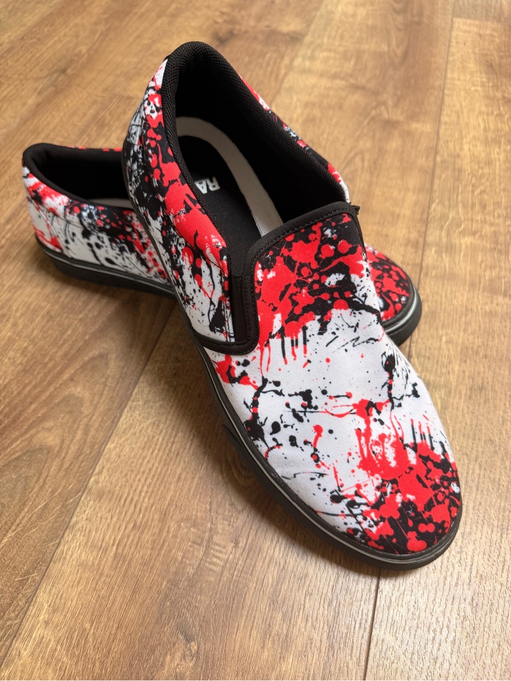 RAAD Paint Splatter Canvas Slip‎ On Skate Sneakers Platform Red Black White 13